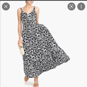 Jcrew tiered printed maxi dress in cotton linen